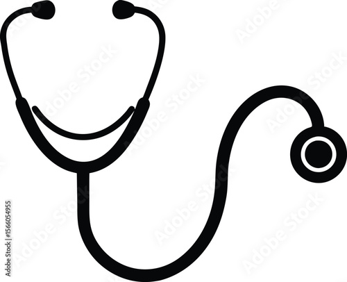 A simple black silhouette of a stethoscope vector, stethoscope vector silhouette isolated icon on white background