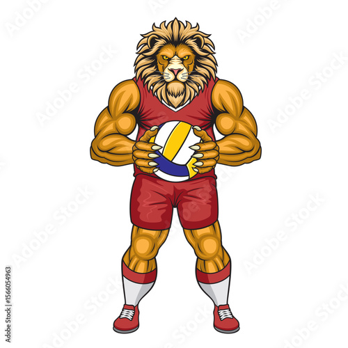 volleyball mascot lion vector illustration lion volleyball design