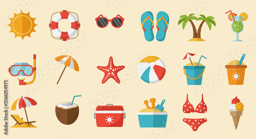 summer holiday icons