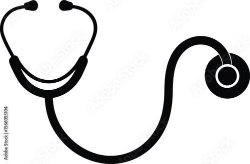 A simple black silhouette of a stethoscope vector, stethoscope vector silhouette isolated icon on white background
