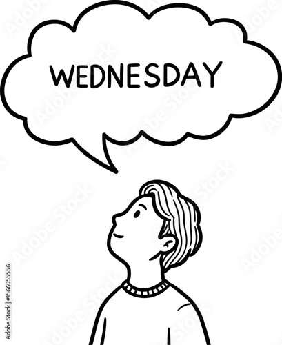 Wednesday thought bubble illustration vector art for calendar reminder and day of the week design concept