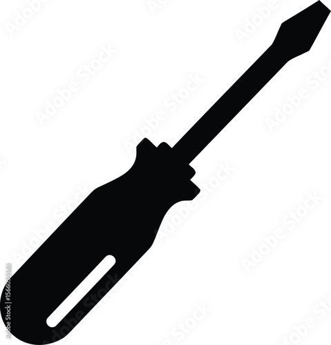 A black screwdriver is isolated on white background