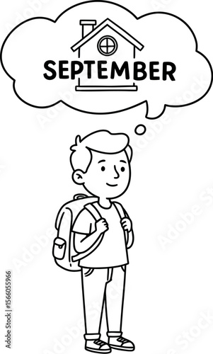 September school boy thinking about home back to school season illustration vector art design