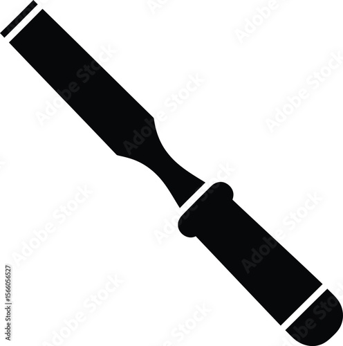 A black chisel is isolated on white background