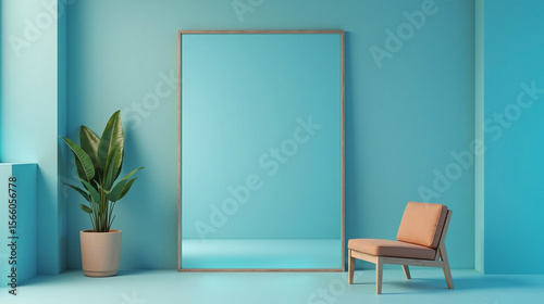 Wallpaper Mural Off-Center Mirrored Panel with Generous Margin against Teal Wall
 Torontodigital.ca