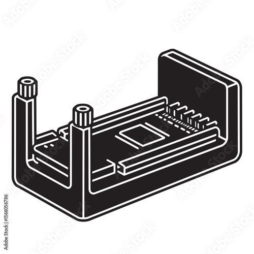 Simplified monochrome illustration of a printed circuit board in a modern electronic design