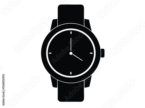 Best hand watch Silhouette Vector illustration. classic hand watch icon silhouette vector