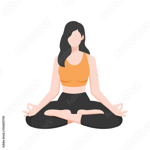 Woman Doing Yoga Pose – Fitness and Wellness Illustration