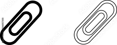 Paper clip vector illustration, office supply clip art, stationery item, black and white clip art icon