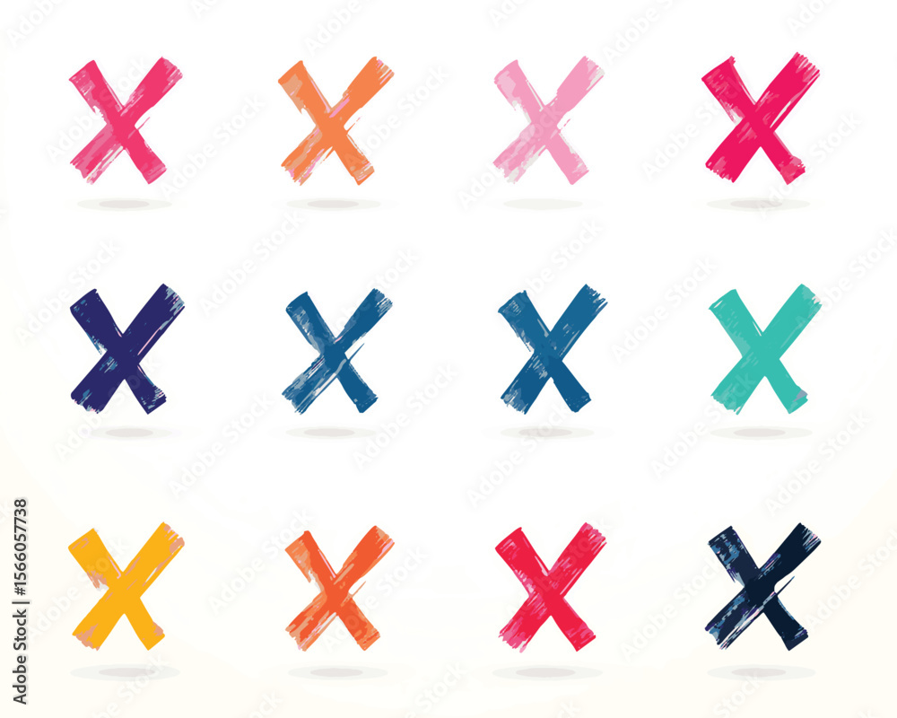Obraz premium Cross check mark icons X and V symbols Icon SET