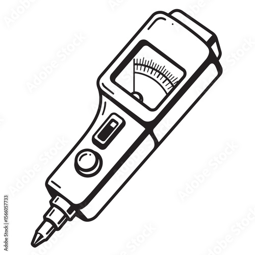 Vector illustration of a digital multimeter showing diagnostic testing and electrical measurement