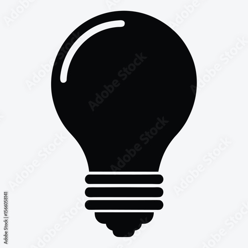 Brilliant Idea Black and White Light Bulb Icon Illustration