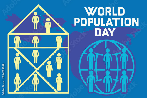 World Population Day Illustration with People and Globe