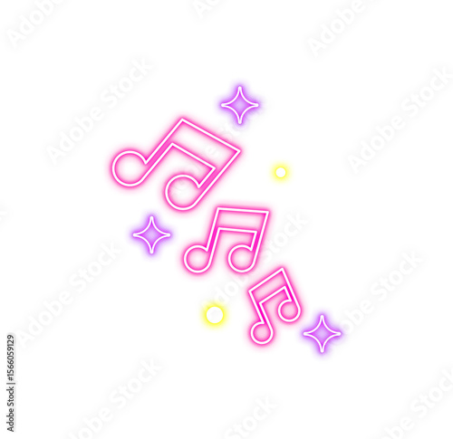 Neon Music Note Icon Illustration