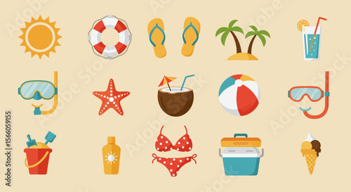 set of summer icons