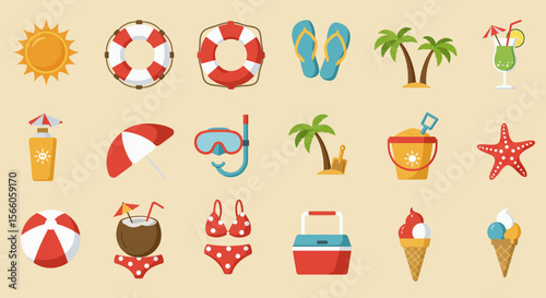set of summer icons
