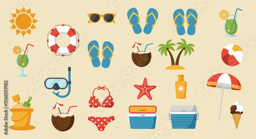 set of colorful easter icons
