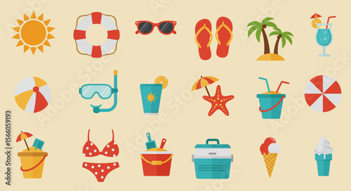 summer beach icons