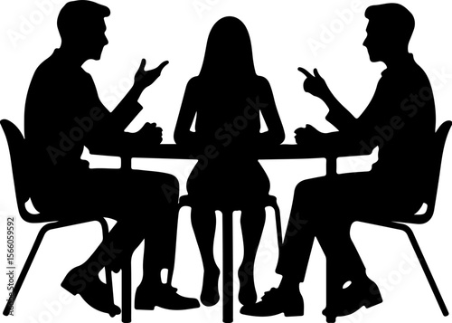 silhouettes of people in office they talking