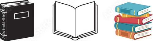 Vector illustration of books stack and open book for education and reading concept design element