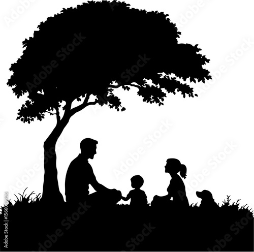 family in the park under tree