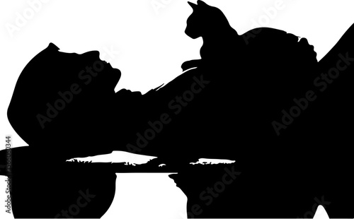 silhouette of a woman with a cat