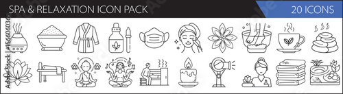 Spa & Wellness Icon Set – 20 Line Icons for Relaxation and Self-Care