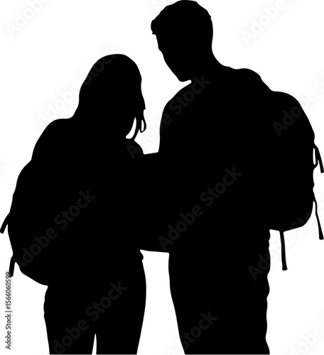 man and woman with backpack