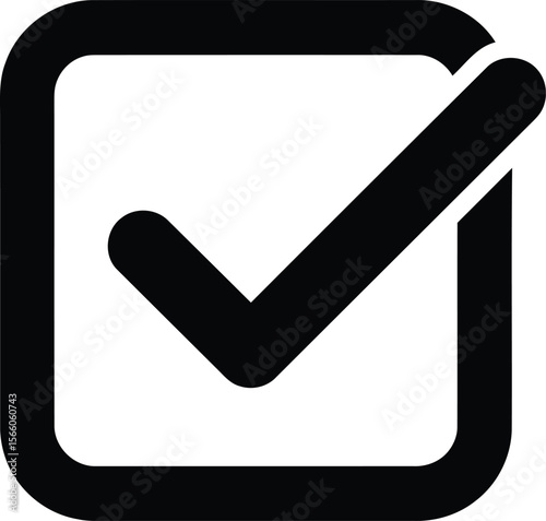 A check mark in a box is isolated on white background