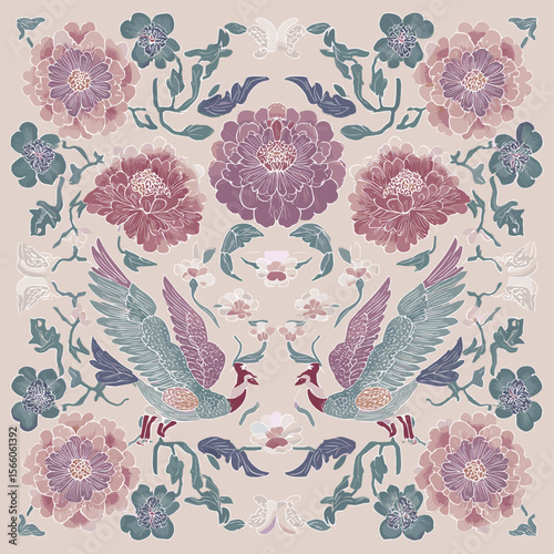 Korean Phoenix & Floral Emblem Collection – Elegant Traditional Embroidery Motifs