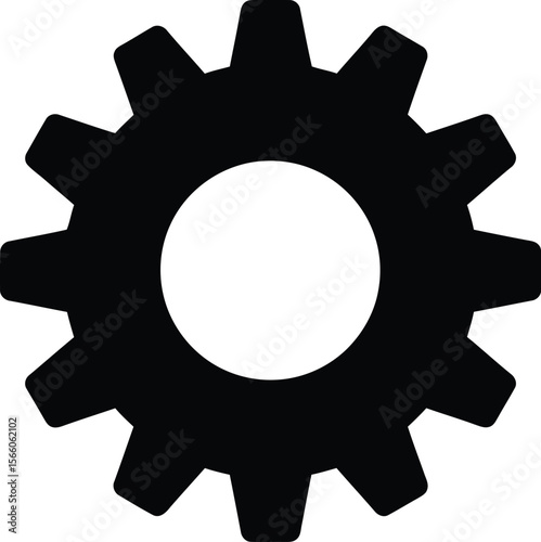 A single gear icon isolated on a white background represents settings