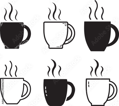 Coffee Mug Icon – Hot Cup with Steam Symbol – Vector and Transparent PNG