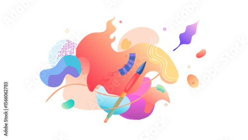 Abstract art background with colorful shapes and brushstrokes for creative design and artistic projects