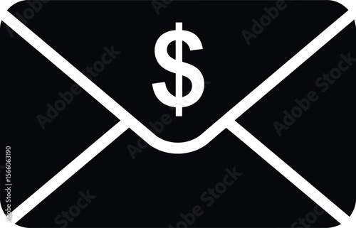 An email envelope with a dollar sign on it, isolated on white background