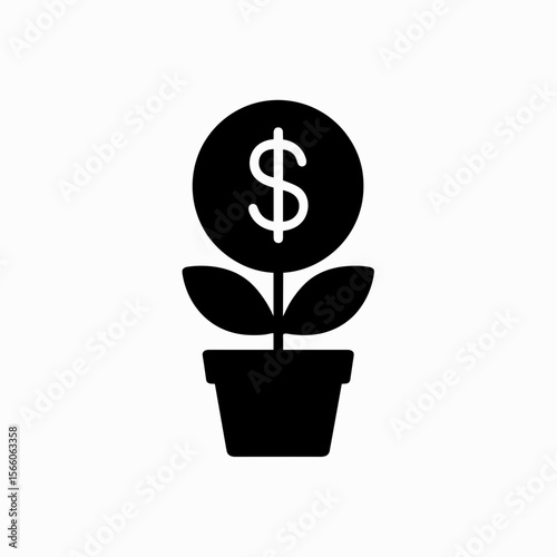Filled money plant icon representing financial growth and investment
