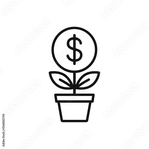 Outline money plant icon representing financial growth and investment