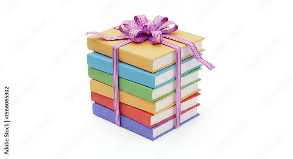 Obraz premium Stack of colorful books tied with ribbon