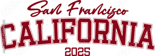 trendy vintage varsity college typography san fransisco california slogan print for graphic tee t shirt or sweatshirt hoodie - Vector