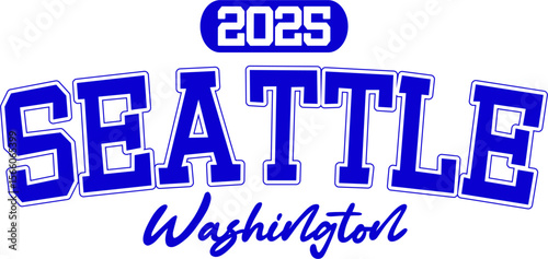trendy vintage varsity college typography seattle washington slogan print for graphic tee t shirt or sweatshirt hoodie - Vector