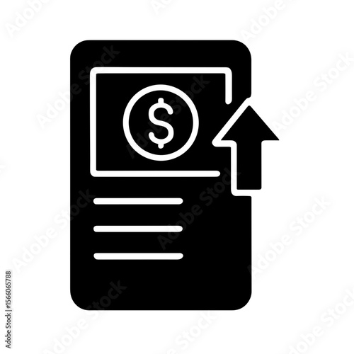 Filled income report icon with upward arrow showing revenue growth