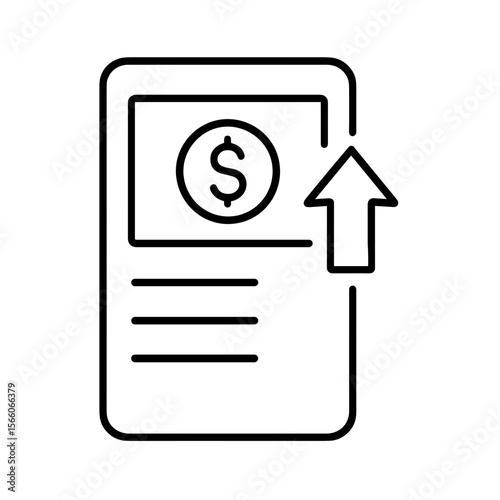 Outline income report icon with upward arrow showing revenue growth