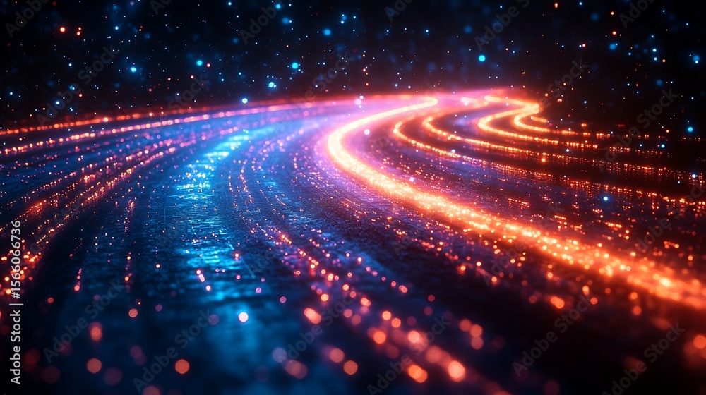 Obraz premium Abstract glowing digital paths background illustration