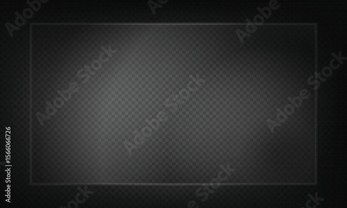 Glossy, reflective 16:9 vector background for glass, plastic, or acrylic window designs. The texture replicates a mirror's surface with shine, light reflections, and a clear, undistorted view. 