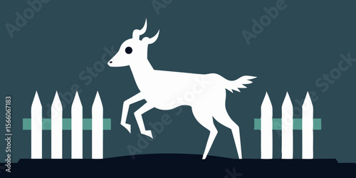 Ghostly Deer Walking Past Broken Fence