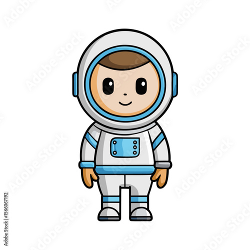 cute icon little astronaut cartoon illustration.white background