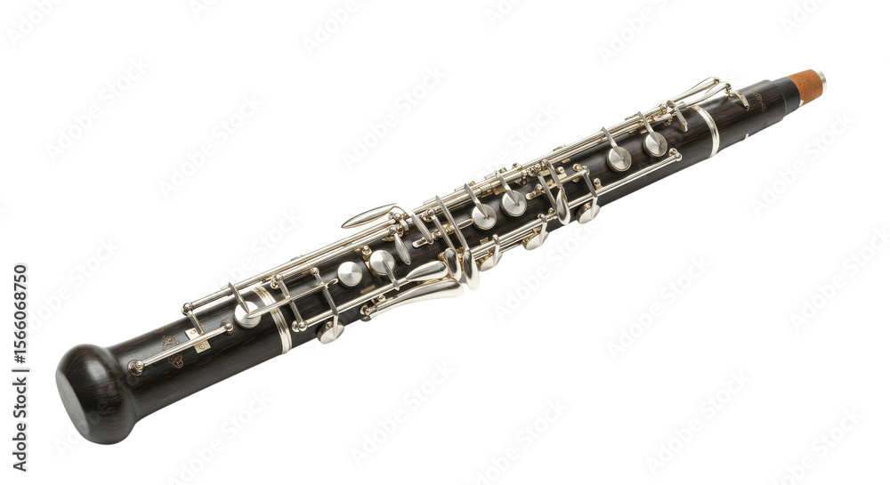 Naklejka premium Black oboe woodwind musical instrument isolated on white background