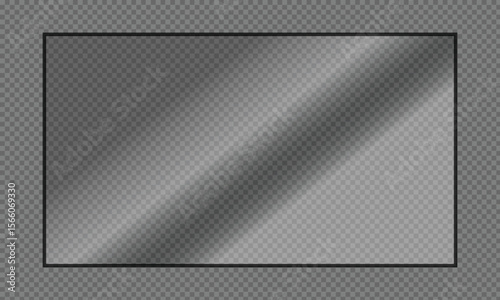 16:9 vector image of a mirror reflection, suitable for application on glass, plastic, or acrylic window surfaces. Offers a glossy, luminous appearance with bright highlights and transparency.