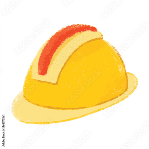Hard Hat Illustration with crayon style editable for cards, poster decorations, t-shirt prints, stickers, icons and others