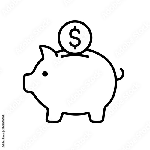 Outline piggy bank icon with dollar symbolizing personal savings