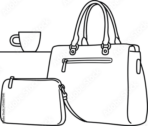 Minimalist Handbag and Clutch Set with Pink Accent, Perfect for Everyday Use